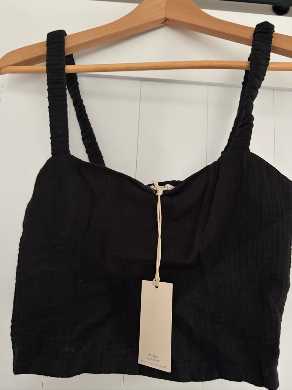 Z Supply Black Ruched Strap Crop Top